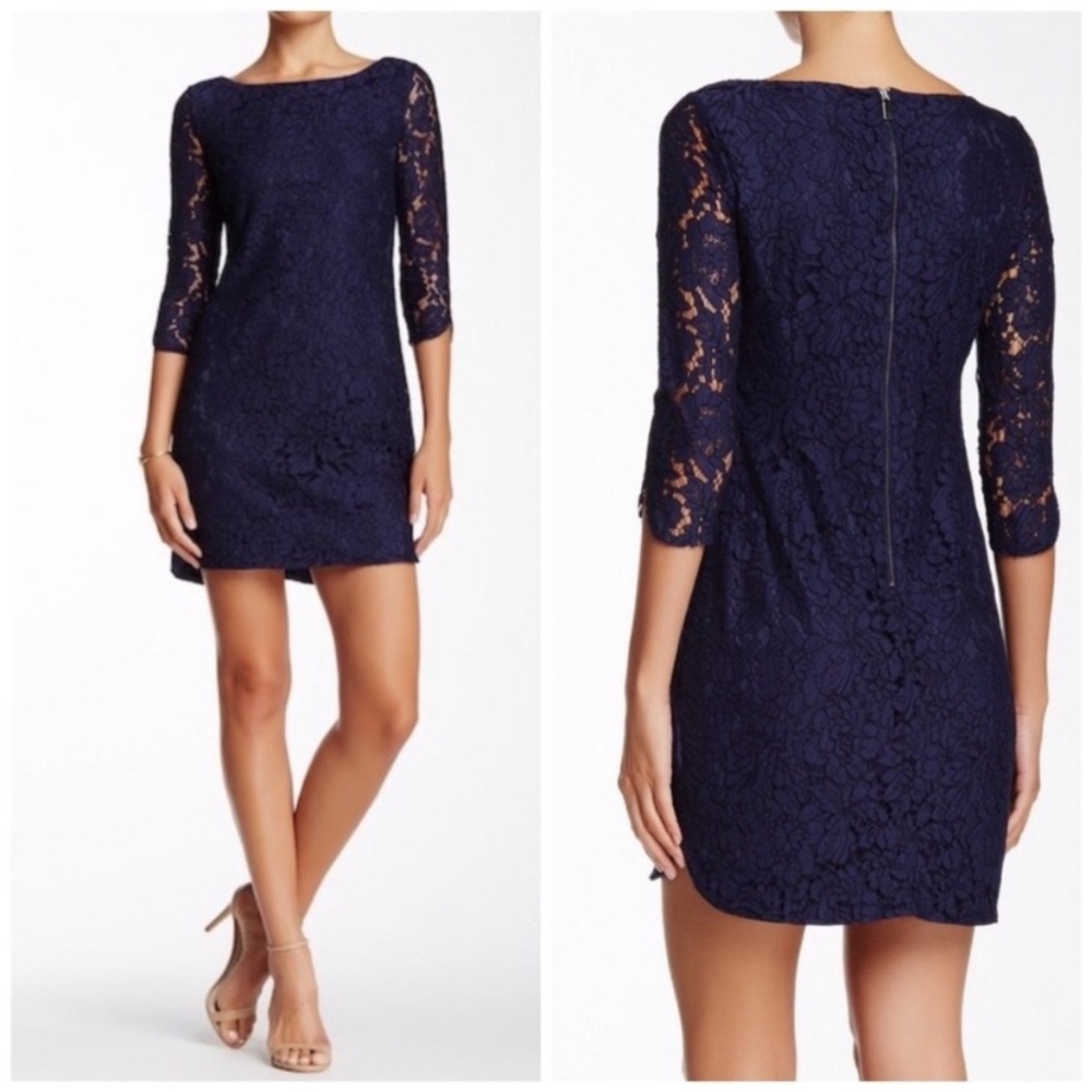 Vince Camuto Navy Lace Shirt Dress